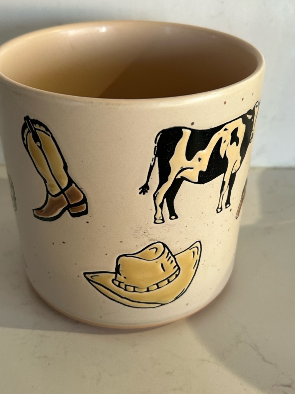 Decorative Clay Planter with Graphic Western Motifs by Under The Sun